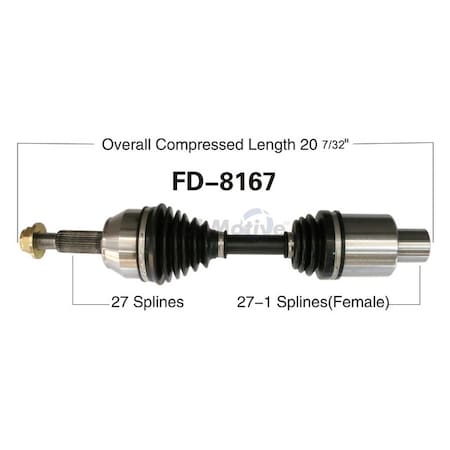 Surtrack Axle Cv Axle Shaft, Fd-8167 FD-8167